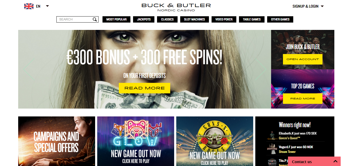 First page Buck & Butler Casino