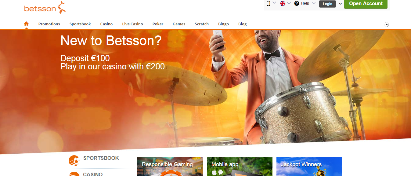 First page Betsson Casino